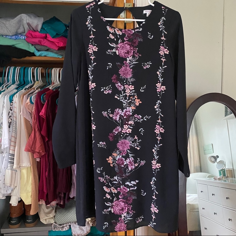 Target long sleeve chiffon shift dress - Navy
